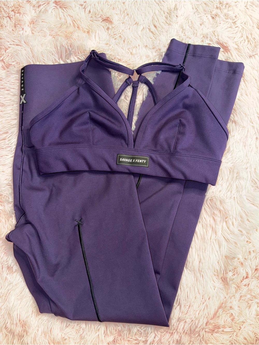 Savage X Fenty Purple Sports Bra Leggings Matching Set Medium